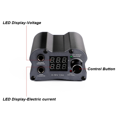 Suministro de energía de tatuaje digital de aluminio P189 Batería de lápiz de tatuaje LED pantalla Negro